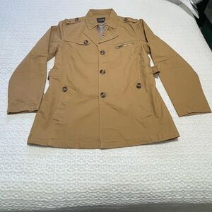 Fashion  Men's Tan and Brown Trench Jacket
Size US Medium‎
